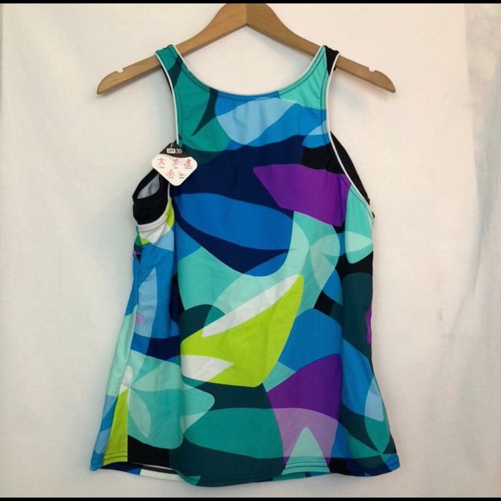 NEW ZEROXPOSUR Blue Tankini Bathing Suit Swim Top